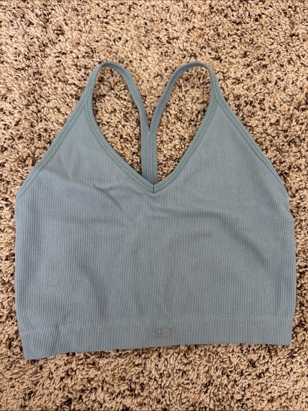 Set Active Sculptflex Ribbed V Bra in Blue Jean